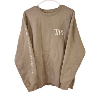 Taylor Swift The Tortured Poets Department Pullover Over Graphic Taupe Sweater